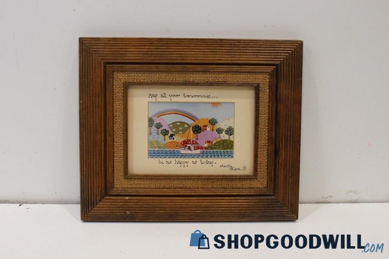 Marthy Cane Signed Framed Wall Art 'May All Your Tomorrows Be As Happy As Today'