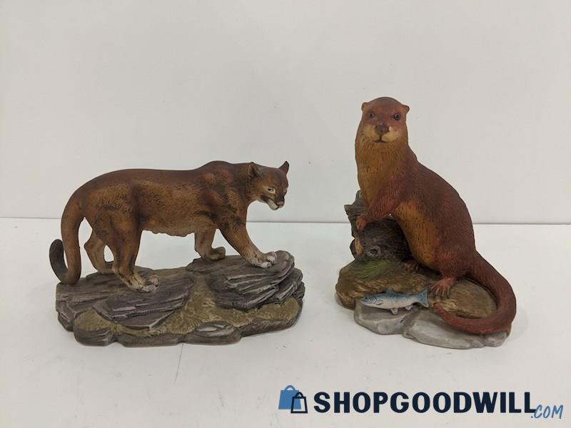 2pc. Andrea By Sadek Ceramic Puma #5616 & Otter #5625 Figurines
