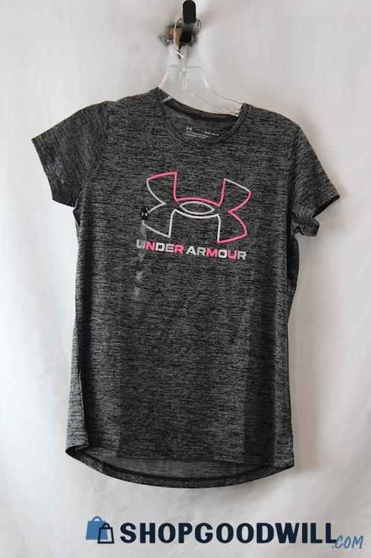 NWT Under Armour Girls Gray/Pink T-Shirt Sz L