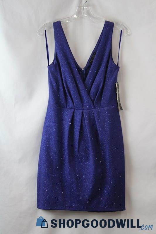 NWT Trixxi Women's Blue Glitter Shimmer Pleated A-Line Dress sz 9