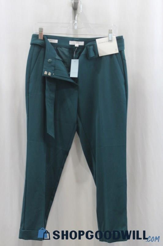 NWT Loft Womens Dark Teal Belted Crop Dress Pants Sz 8P