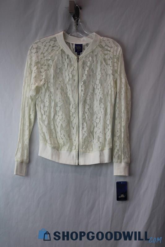 NWT Beauty and The Beast Woman's White Full Zip Sweater sz M