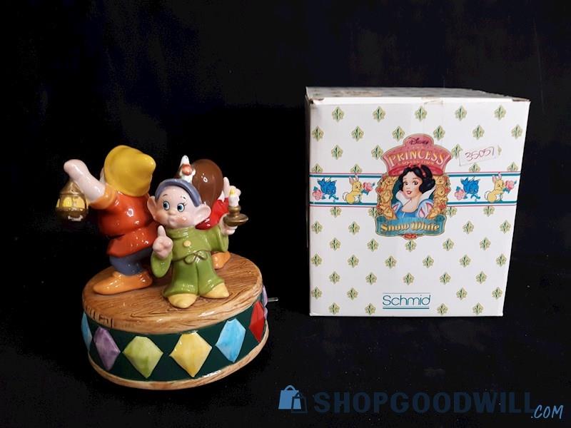 Schmid Disney Snow White & Seven Dwarfs Collectible Music Box Doc, Dopey Grumpy