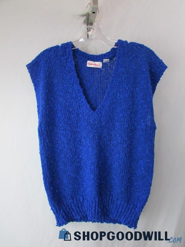 Collections Women's Vintage Cobalt Blue Acrylic Knit Sweater Vest SZ L