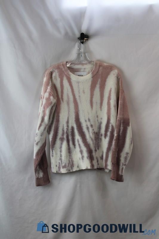 Pistola Women's Pink/White Tie Dye Waffle Knit Pullover Sweater sz XS