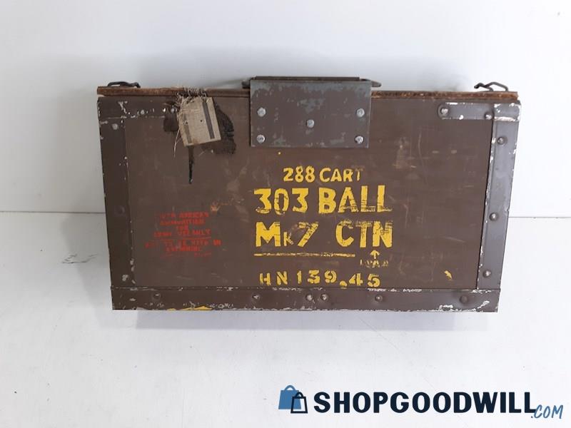 Wooden 303 Ball MK7 CTN South African Ammunition Ammo Box WWII