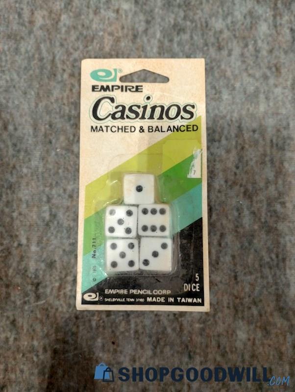Vintage Empire Casinos Matched & Balanced 5pc Dice Sealed
