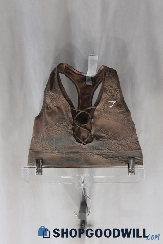 Gymshark Women's Tan/Pink Lace Sport Bra SZ M