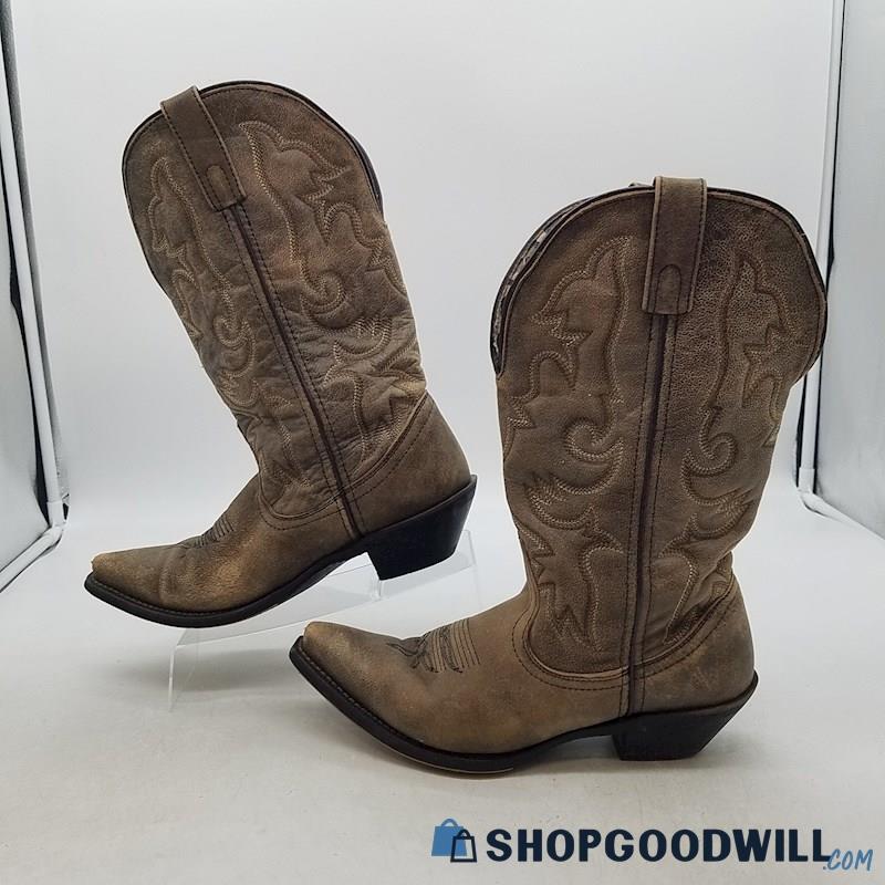 Laredo Women's Access 51079 Brown Leather Western Boots Sz 8.5