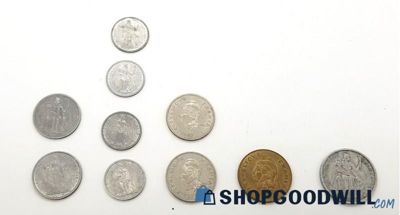 French Polynesian Coin Lot Foreign Currency Circulated 