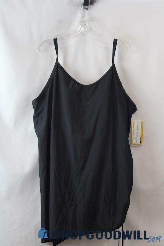 NWT Caribbean Sand Women's Black Adjustable Cinch Swim Dress sz 24W