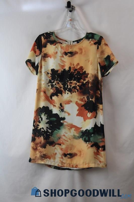 Lulus Women's Multicolor Watercolor Pattern Short Sleeve Dress SZ XS