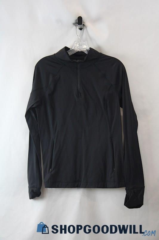 Athleta Women's Black 1/4 Zip Light Weight Fitted Active Henley Sweatshirt sz M