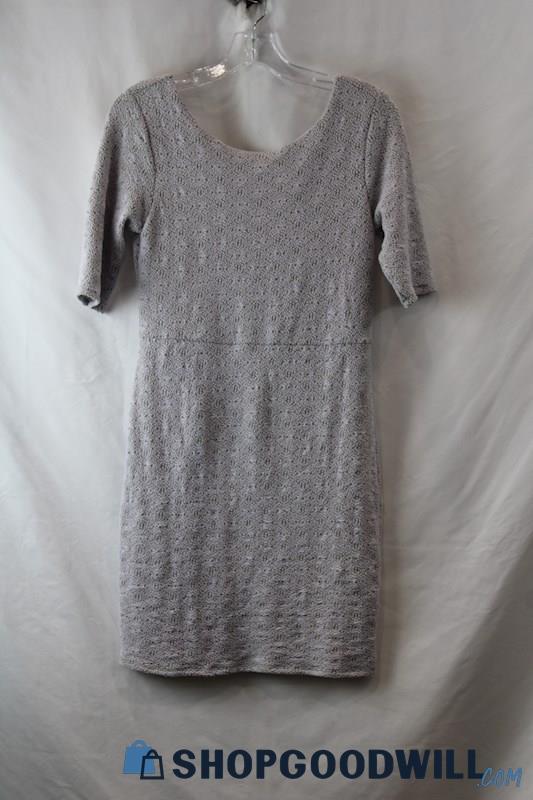 Free People Women's Gray/Green Textured Short Sleeve A-Line Dress sz M