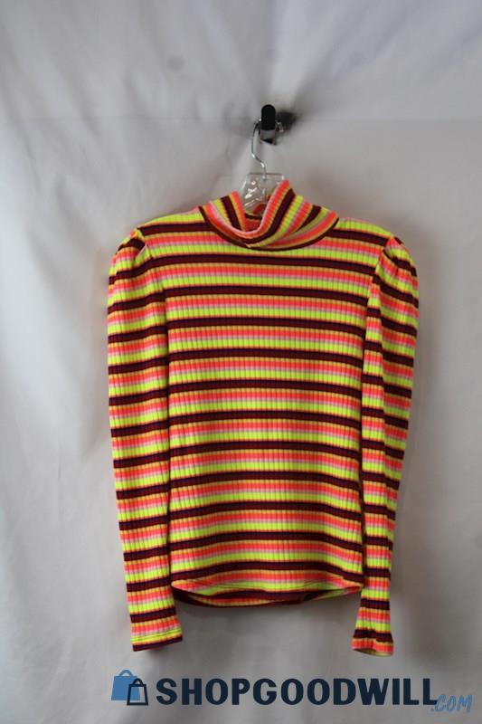 Maeve Women's Multicolor Ribbed Knit Turtle Neck Long Sleeve Sweater SZ L