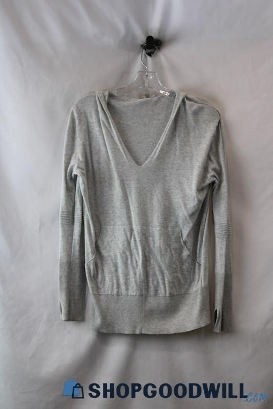 Athleta Women's Heather Gray V Neck Light Weight Hoodie sz M