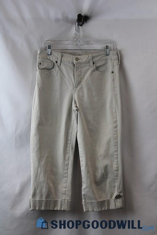 NYDJ Women's Tan Straight Cropped Cuffed Jeans sz 6