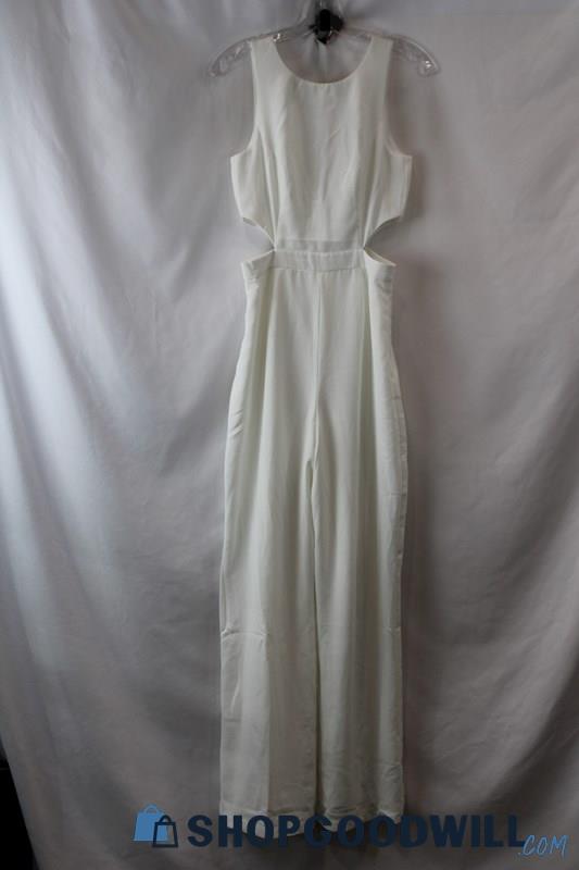 Lulus Women's White Waist Cut-out Wide Leg Jumpsuit sz S