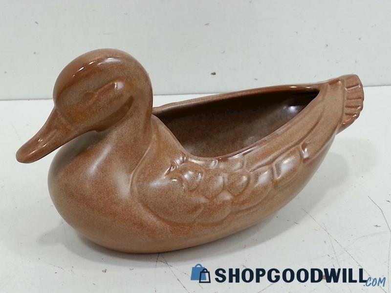 Frankoma Brown Ceramic Duck Planter #208A