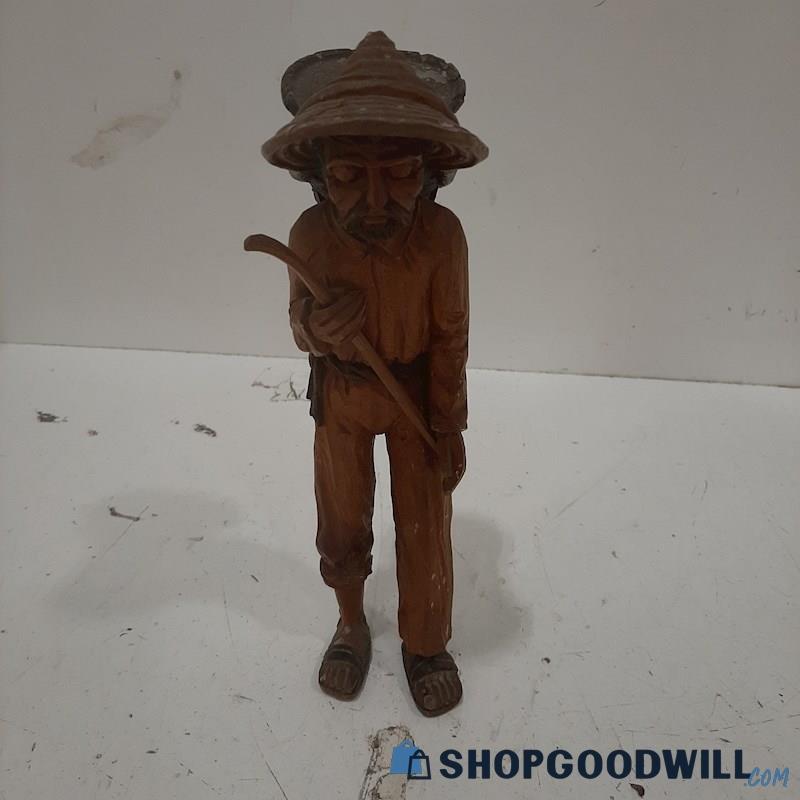 Unbranded Wooden Man Traveler Figurine 