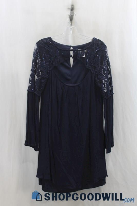 Altar'd State Women's Navye Blue Knit Lace Sheath Dress SZ M