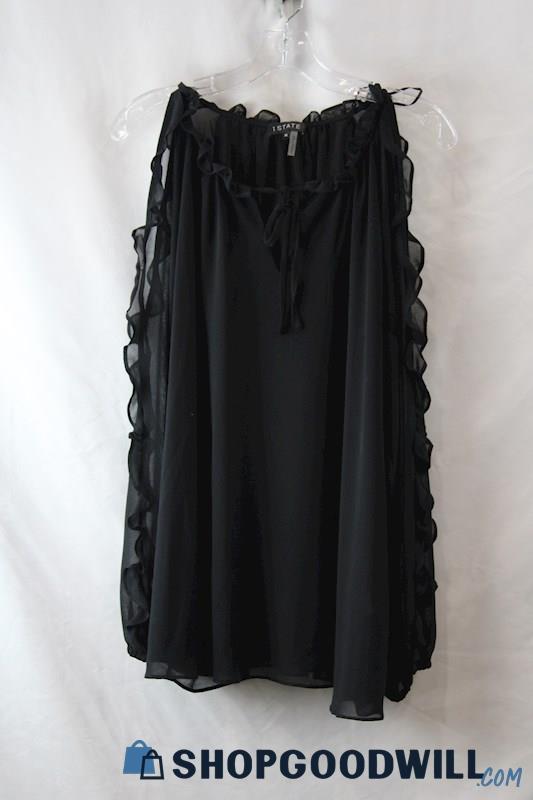 1.State Women's Black Ruffle Cold Shoulder Long Sleeve Blouse sz 1X