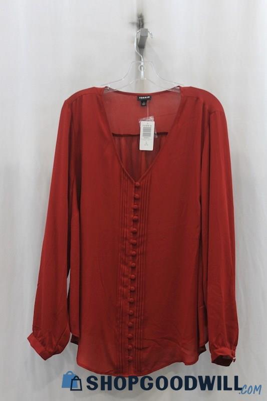 NWT Torrid Women's Red Sheer Button Up Blouse SZ 1X