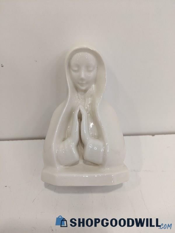 Vintage Goebel West Germany White Ceramic Praying Virgin Mary Madonna Figurine