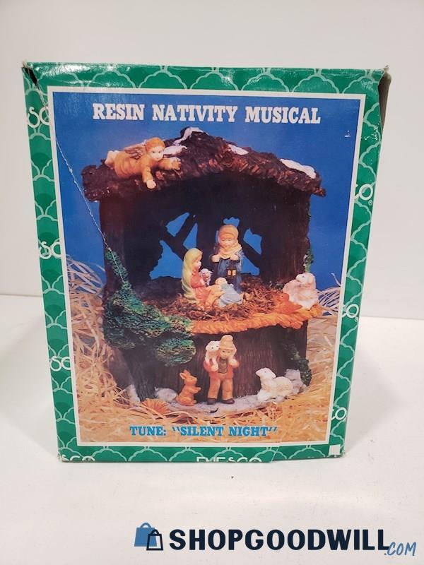 1994 Enesco Resin Nativity / Musical IOB Figurine Music Box