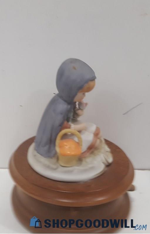 Appears To Be Vintage Music Box Edelweiss Girl W/Basket