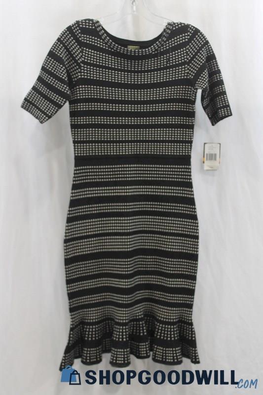 NWT Tailor Women's Black/White Pattern Stripes Bodycon Dress SZ S