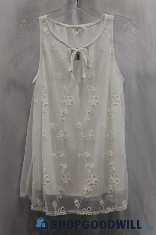 NWT Maurices Women's White Sheer Tank Blouse SZ S