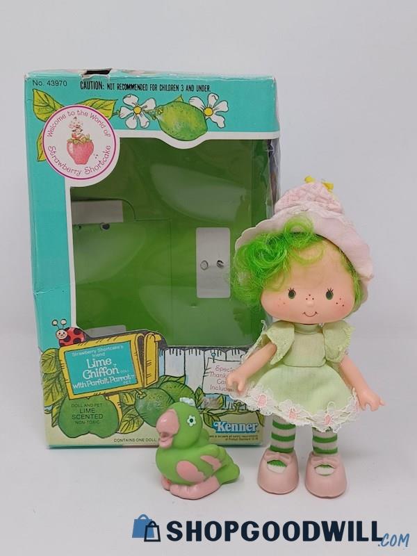 Vintage Lime Chiffon With Parrot Strawberry Shortcake Doll IOB 1982 Kenner