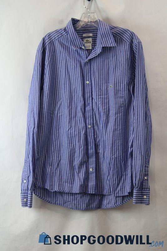 Lacost Men's Blue Striped Long Sleeve Button Down sz 42