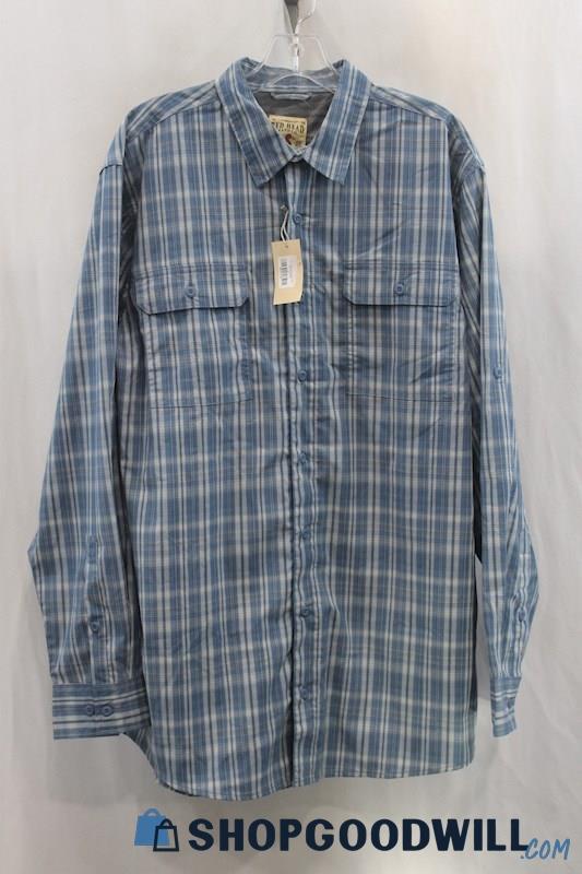 NWT Red Head Men's Blue/White Plaid Button Up Shirt SZ LT