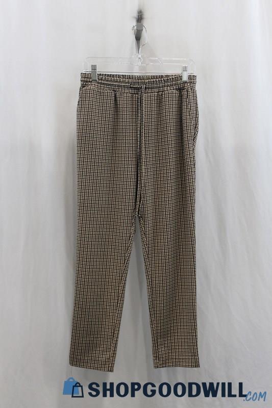 Jules & Leopold Womens Brown/Black Hounds Tooth Pattern Pull On Dress Pants Sz S