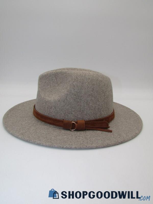 Unbranded Taupe Wool Blend Wide Brim Panama Hat 58cm