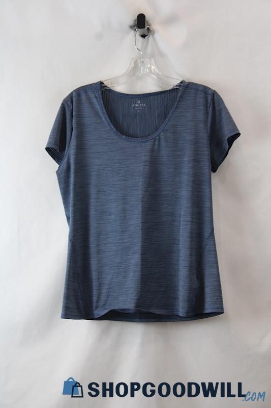 Athleta Women's Navy Heather Scoop Neck Mesh Vented Active Tee sz L