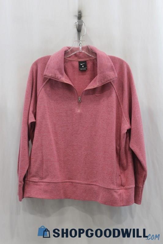 Nike Women's Heather Pink Half Zip Sweater SZ L