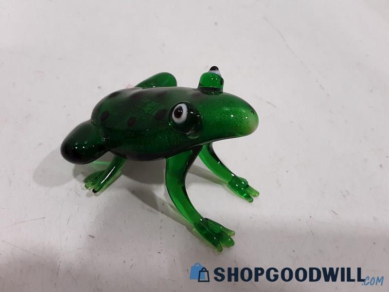 Small Green Glass Frog 1 Toe Is Broken Pictured UNBRANDED
