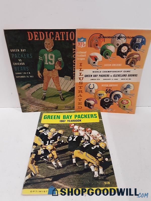 3 Vintage GREEN BAY PACKERS Programs - 1957/1966/1967