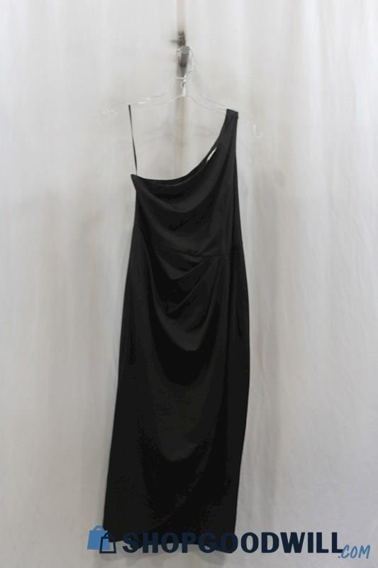 NWT Zalalus Womens Black One Shoulder Drape Tulip Dress Sz L