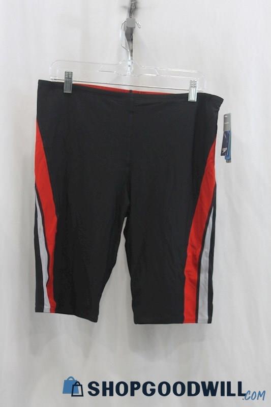 NWT Speedo Mens Black/Red Pullon Swim Shorts Sz 38