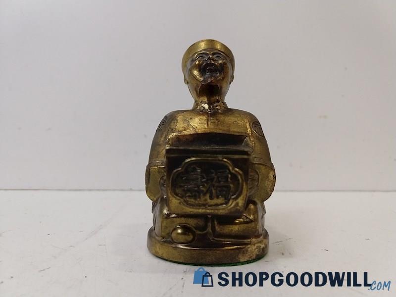 Brass Chinese Robed Sitting Man Figure UNBRANDED