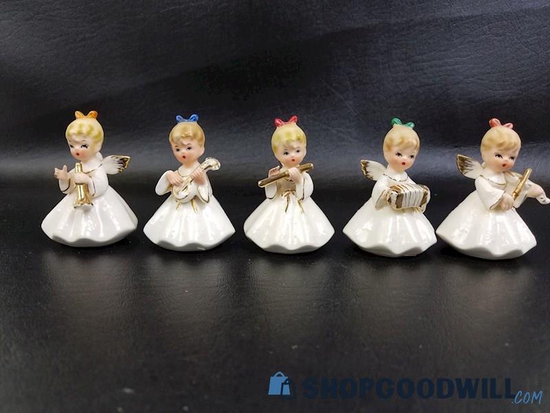 5 Napcoware Porcelain Angel Figurines, National Potteries Co, Japan, Vintage 