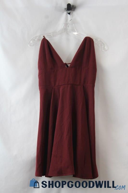 NWT Tobi Women's Maroon Strappy Back Tie Tank Mini Dress sz L