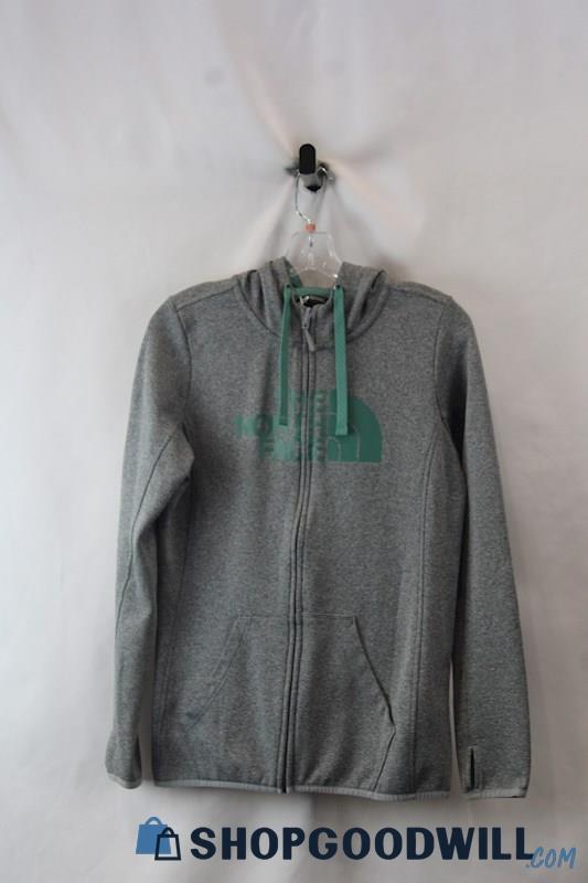 The North Face Women's Gray/Mint Green Fleece Lined Zip Up Hoodie SZ S