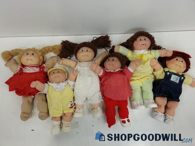 6 VTG Cabbage Patch Dolls 1985 Baby Boy/Yarn Hair Brown/Blonde Mixed Lot