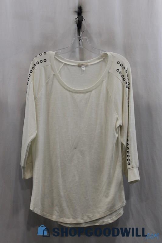 Halo Womens Off-White Ring Detail Sweatshirt Sz L