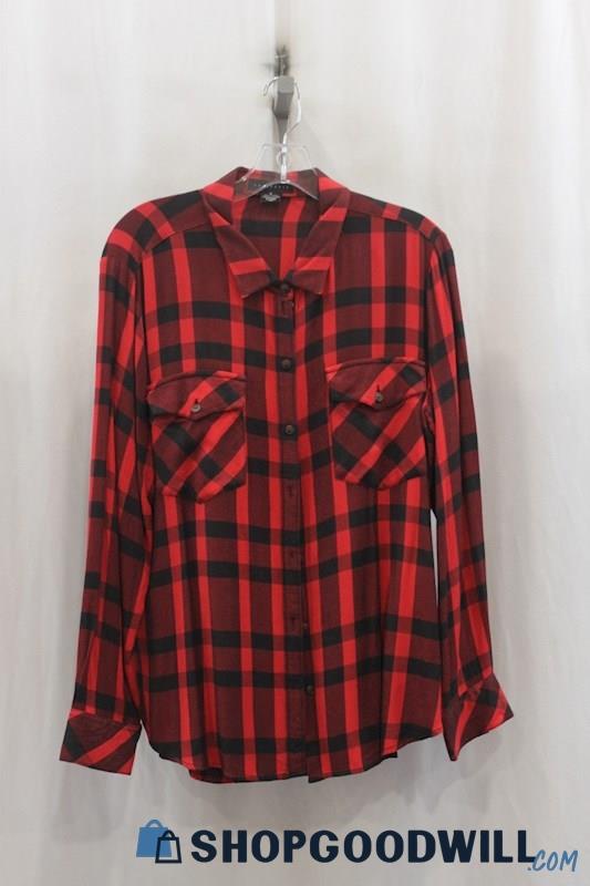 Sanctuary Womens Red/Black Plaid Flannel Sz M